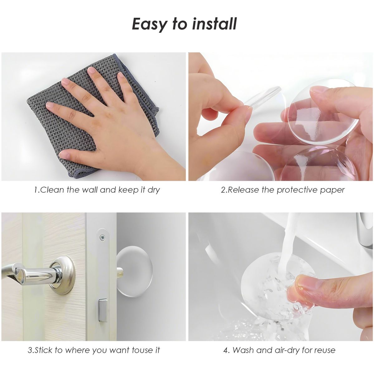 12Pc Clear Self-Adhesive Wall Protection Door Bumper Set