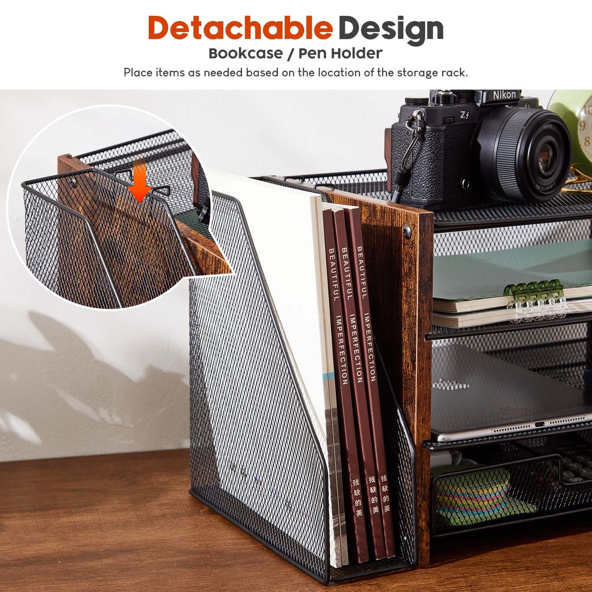 Chenshia 4-Tier Metal Desk Organiser Large Stationery & File Storage Rack