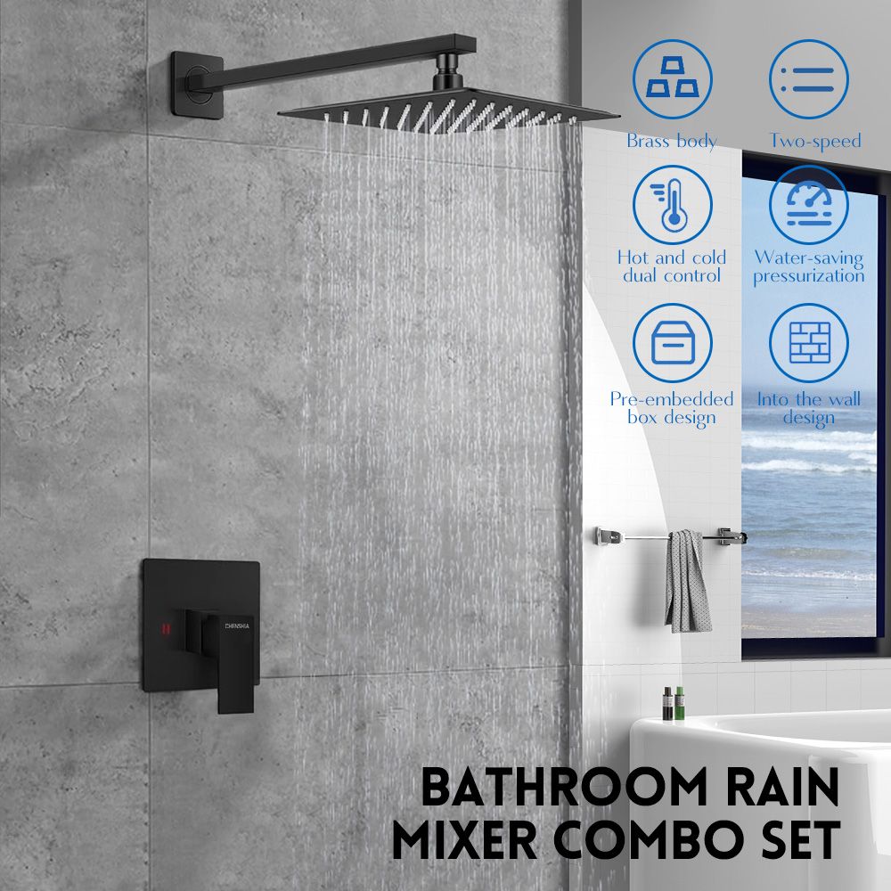 High Pressure Rainfall Shower Faucet & Mixer Set - 25cm