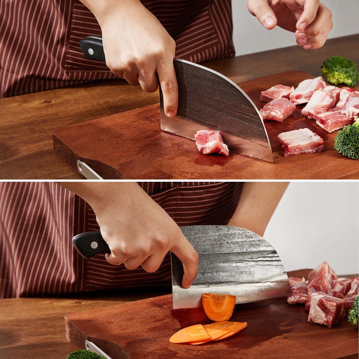 Hand-Forged Butcher Knife with Leather Sheath