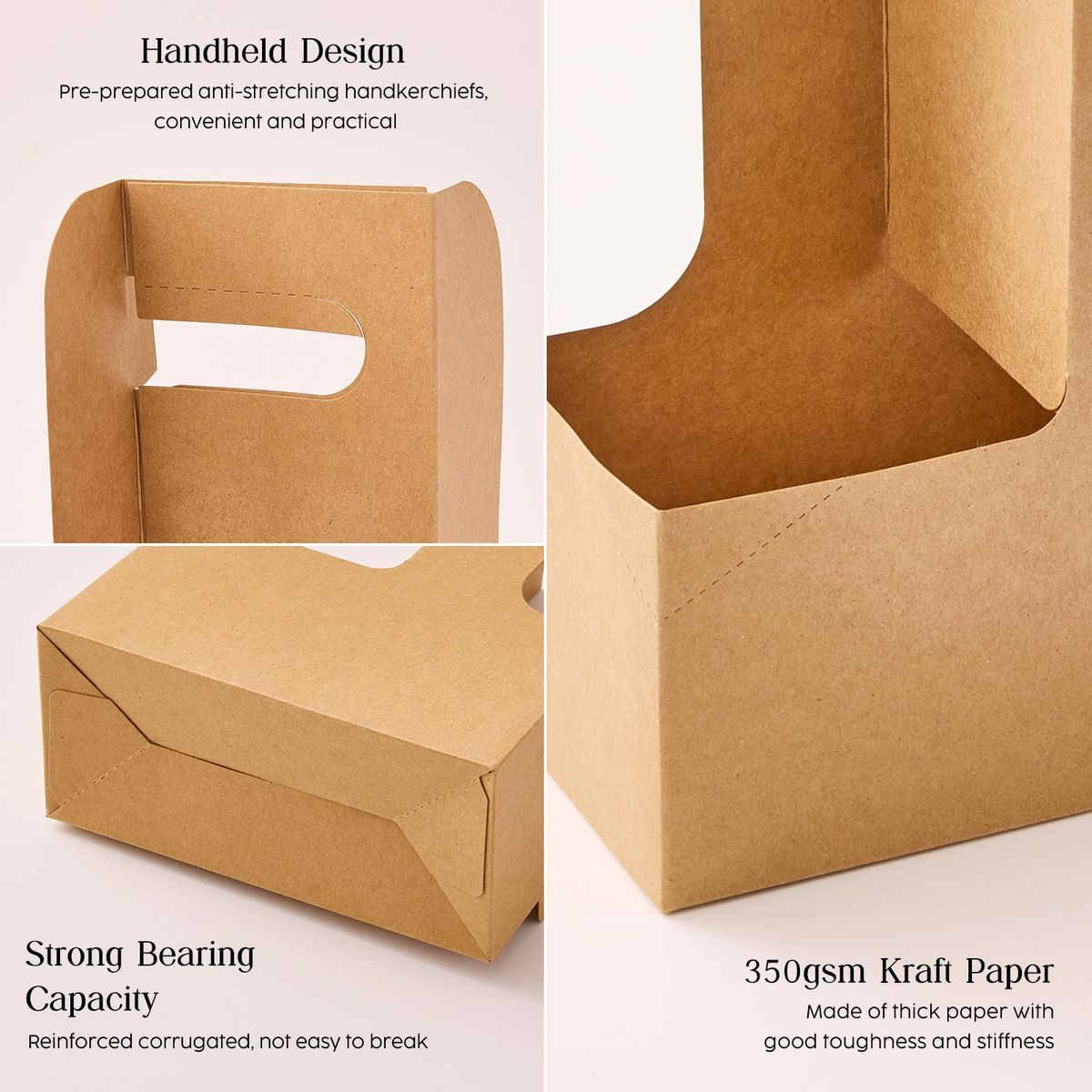 Kraft Paper Cup Carrier with Handle - 25 Pack