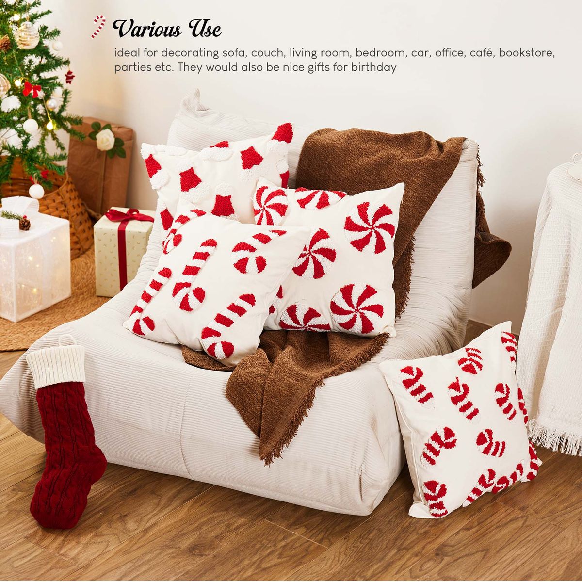 4-Pack Christmas Pillow Covers Festive Holiday Cushion Cases