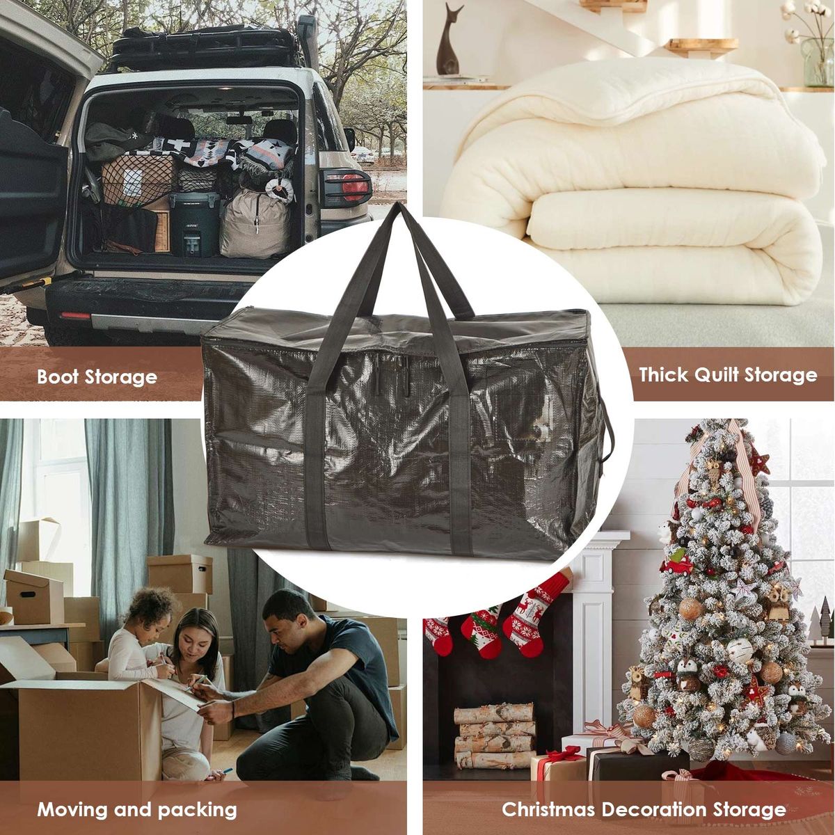 Heavy Duty Moving Bags Waterproof Clothes Storage Bag - 4 Pack