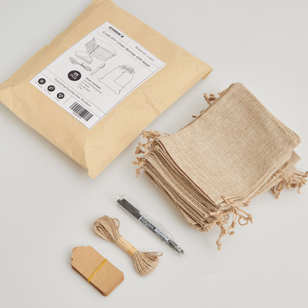 25-Piece DIY Craft Burlap Gift Bags