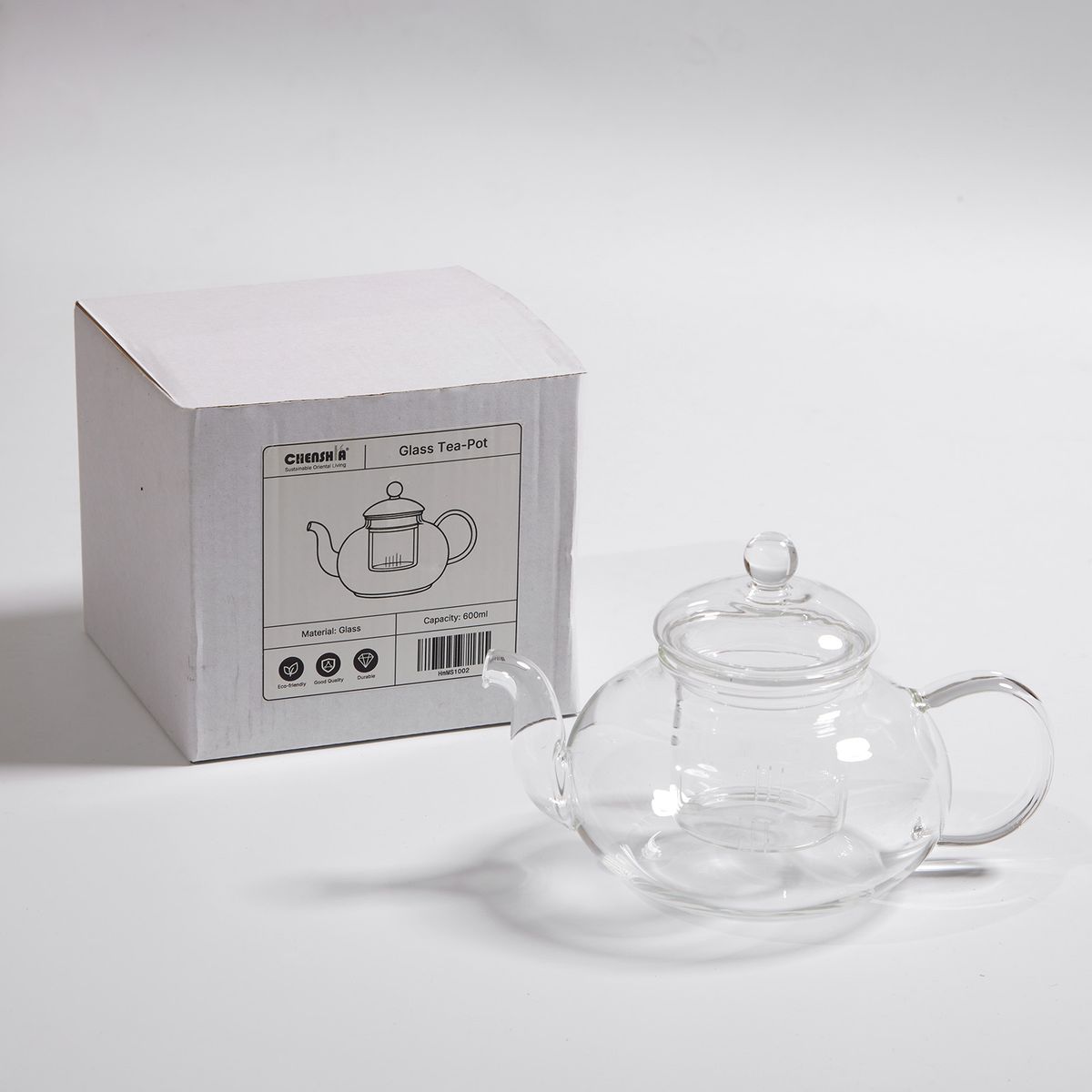 Chenshia Classy Glass Teapot Heat Resistant Floral Herbal Tea Kettle