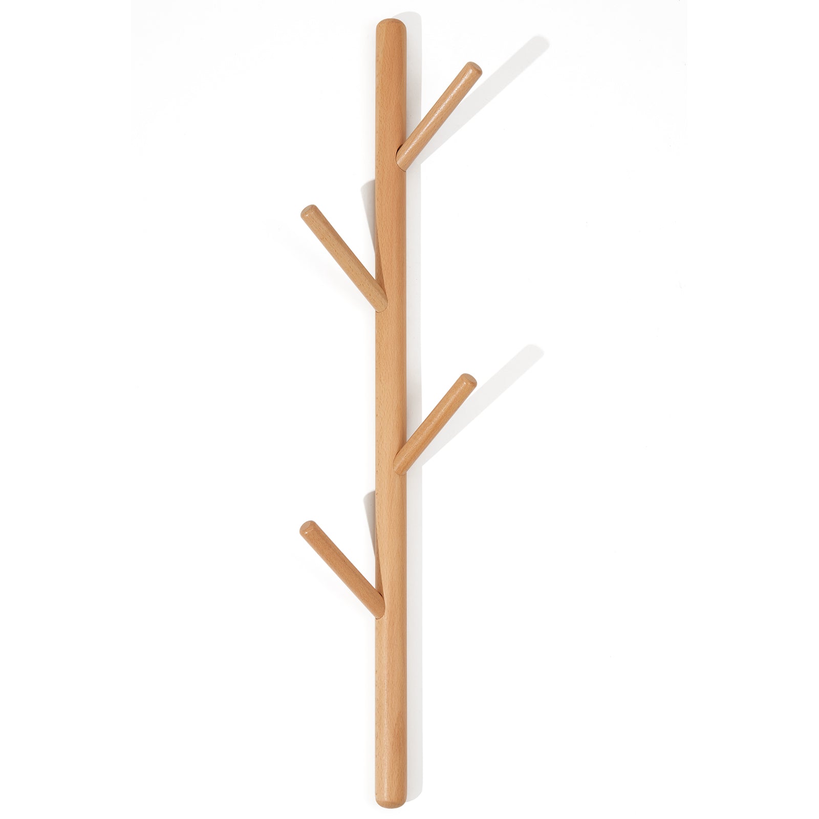 Wall Mounted Coat Rack Solid Wood 4 Hook Entryway Clothes Hanger