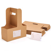 Kraft Paper Cup Carrier with Handle - 25 Pack