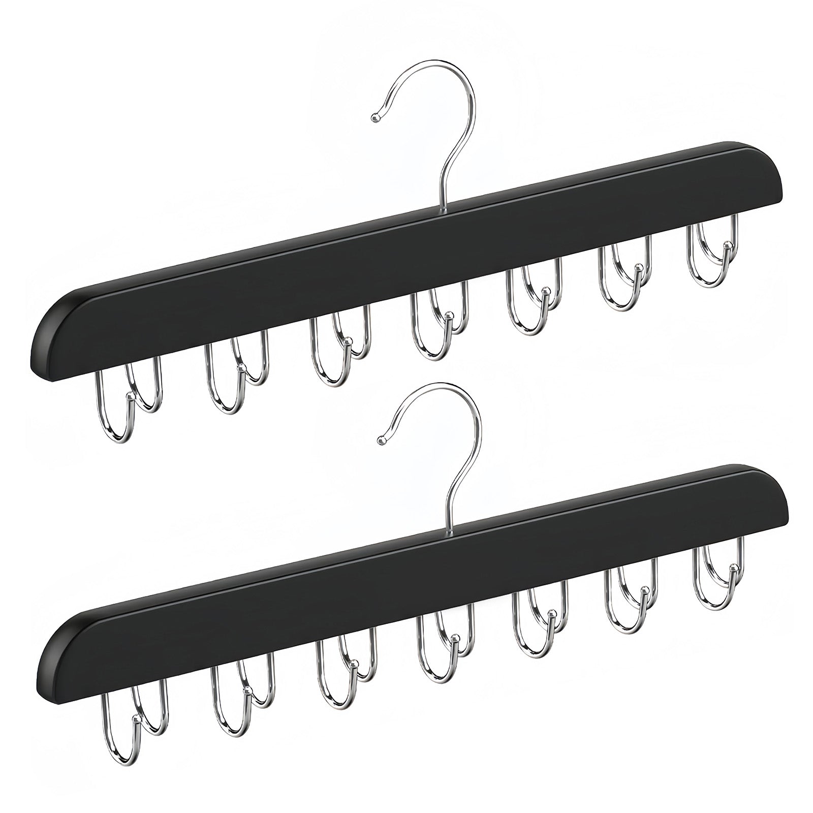 Wooden Belt Hanger with 14 Hooks (2 Piece)