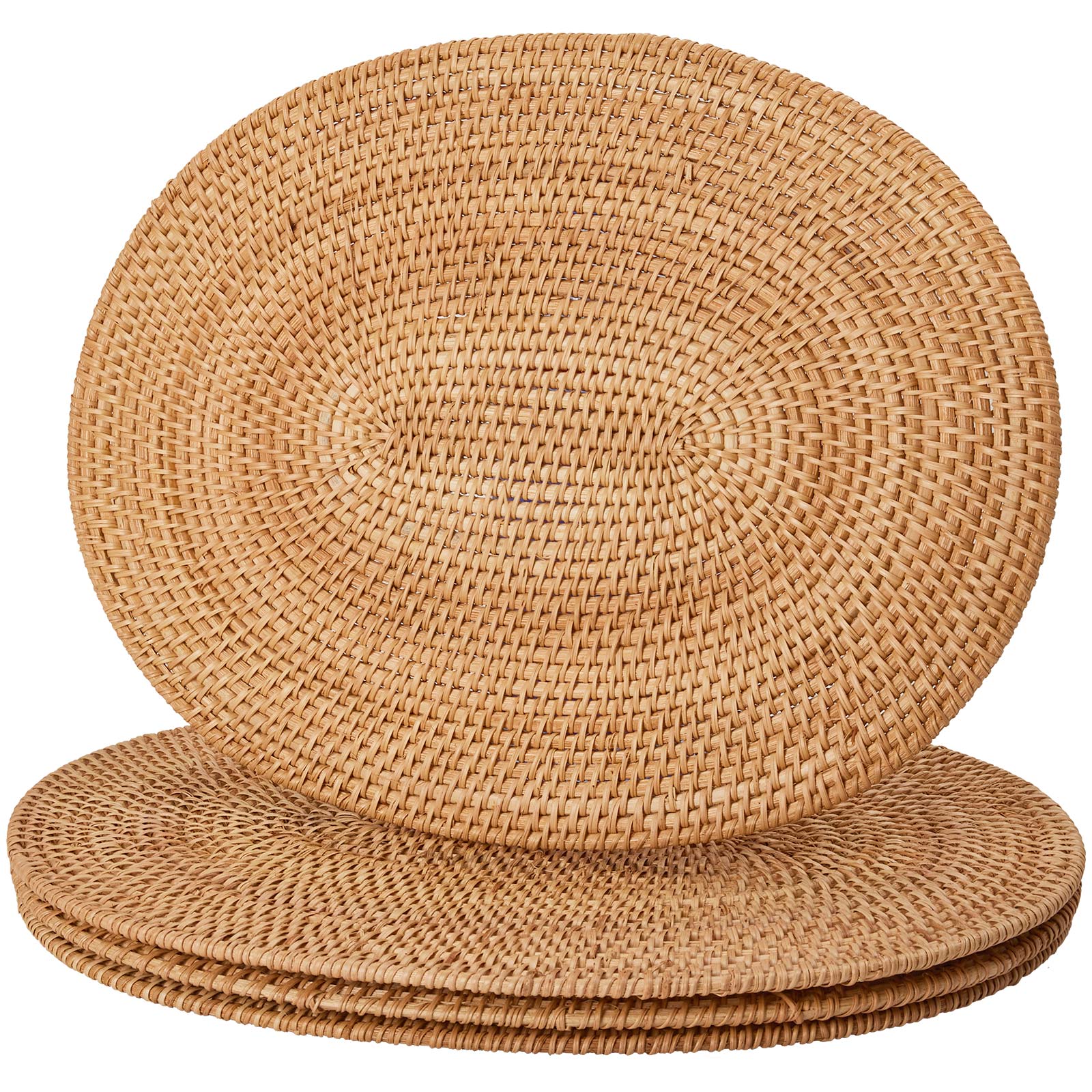 40cm Boho Handwoven Oval Placemats Trivets Underplates - 4 Pack