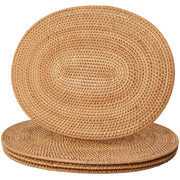 40cm Boho Handwoven Oval Placemats Trivets Underplates - 4 Pack