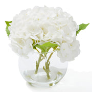 Artificial Hydrangea Flowers with Clear Glass Vase