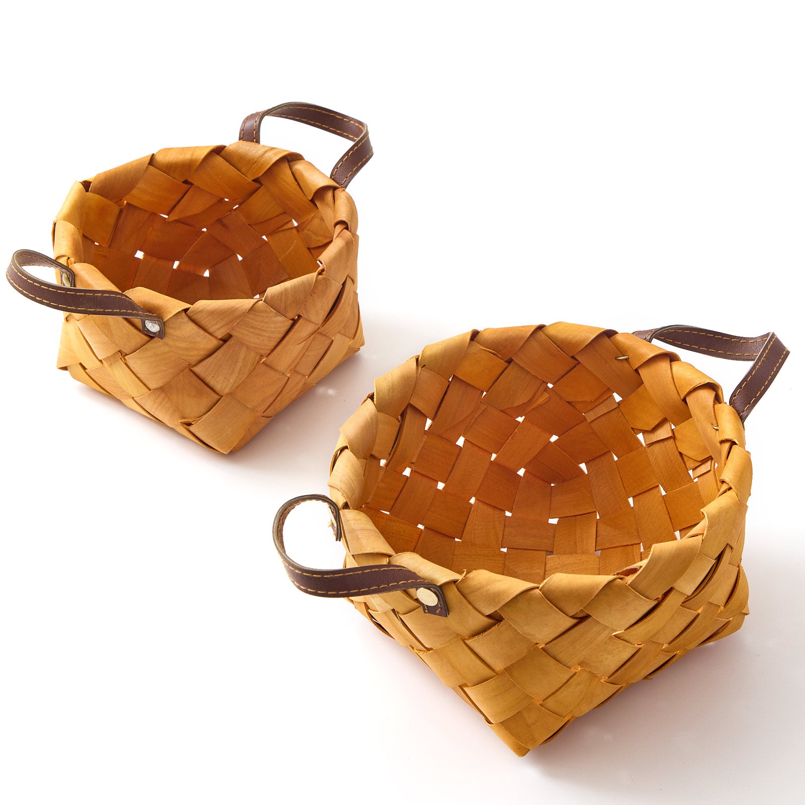 Natural Wood Chip Woven Fruit & Veg Basket Set