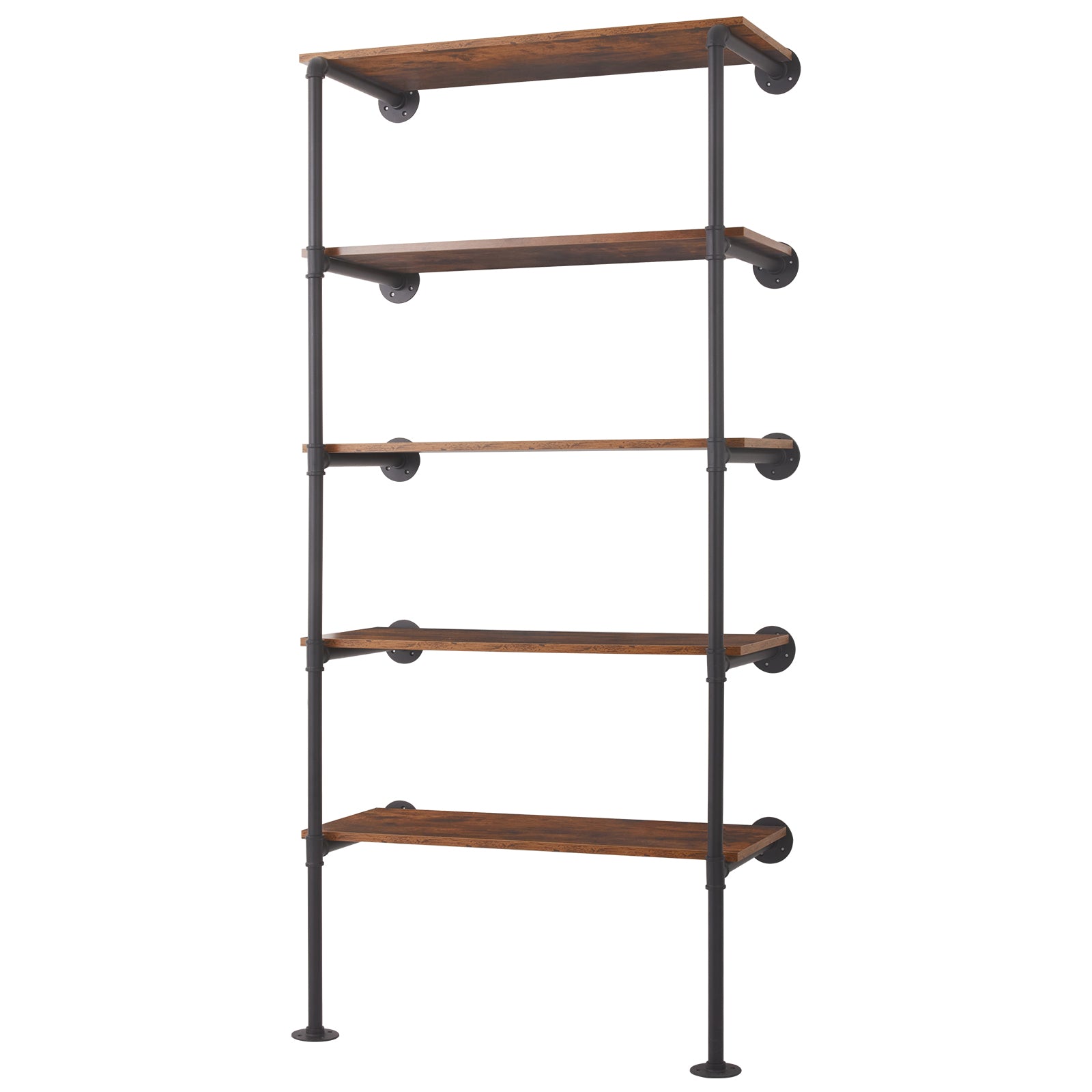 5-Tier Iron Pipe Open Shelf Storage Office Kitchen Floating Rack