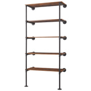 5-Tier Iron Pipe Open Shelf Storage Office Kitchen Floating Rack