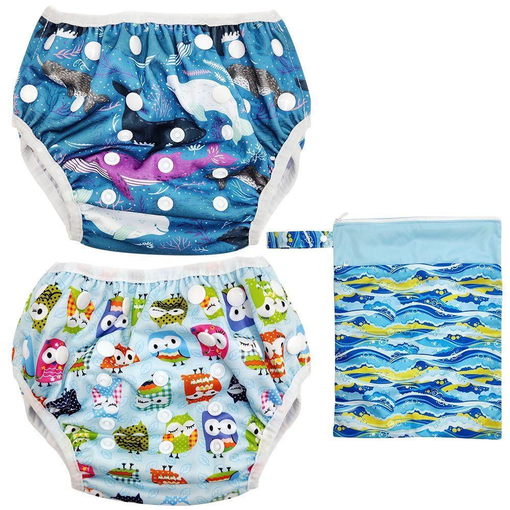 Blue Reusable Baby Swim Nappy Pack