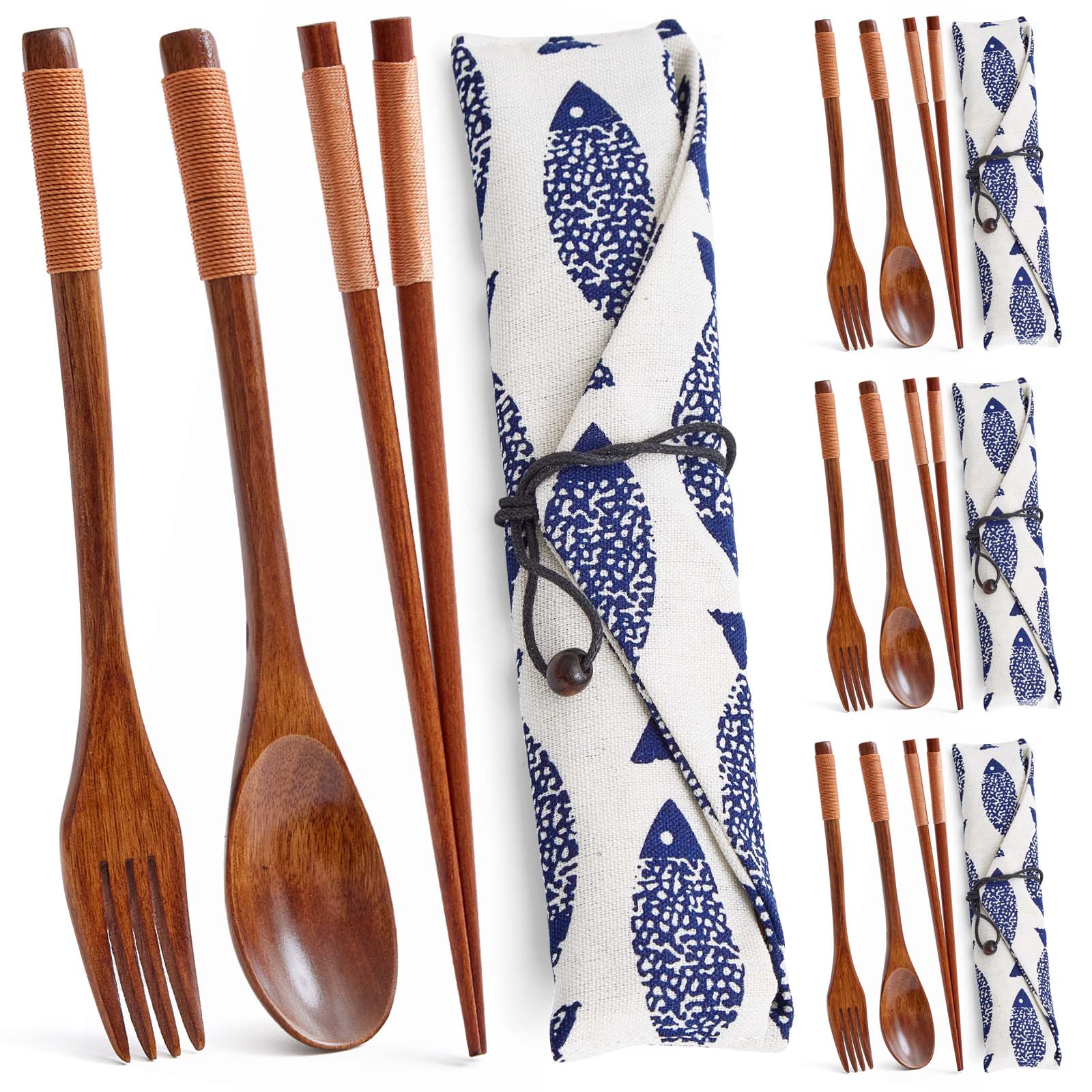 16Pc Ramen Noodle Cutlery Set - Brown