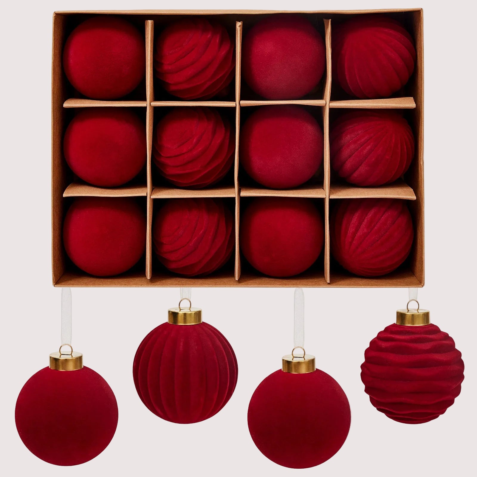 Chenshia 12Pc Velvet Pendant Decor Ball Shatterproof Ball Ornament Set