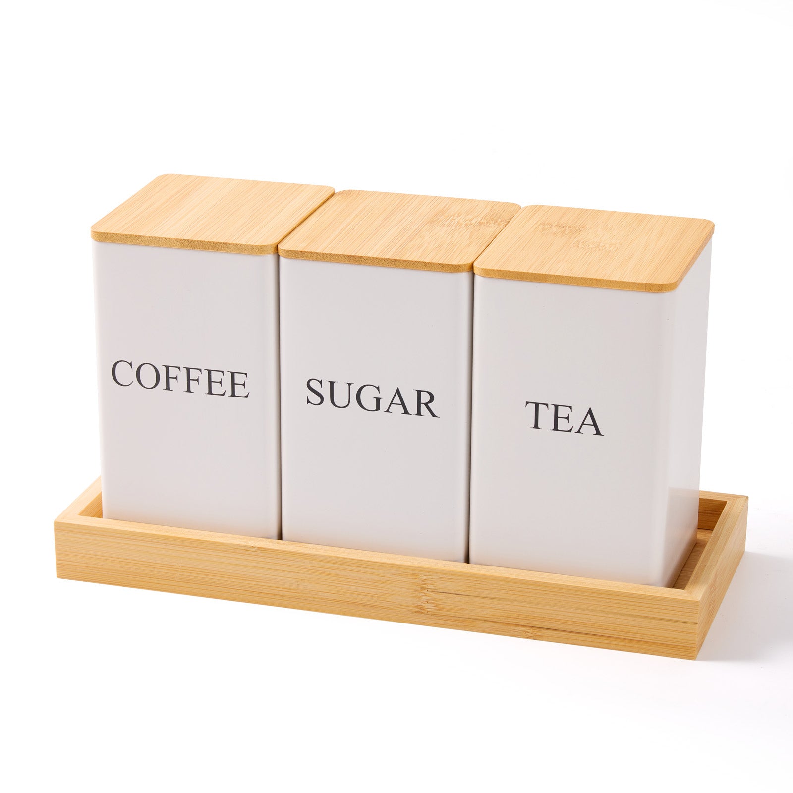 Chenshia 3Pc Tea & Sugar Canister with Tray