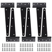 Heavy-Duty Black T-Strap Tee Hinges - 6 Pack