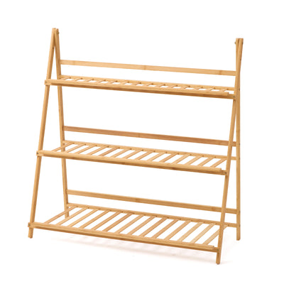 3-Tier Plant Stand Wooden Flower Pot Rack 3 - Foldable