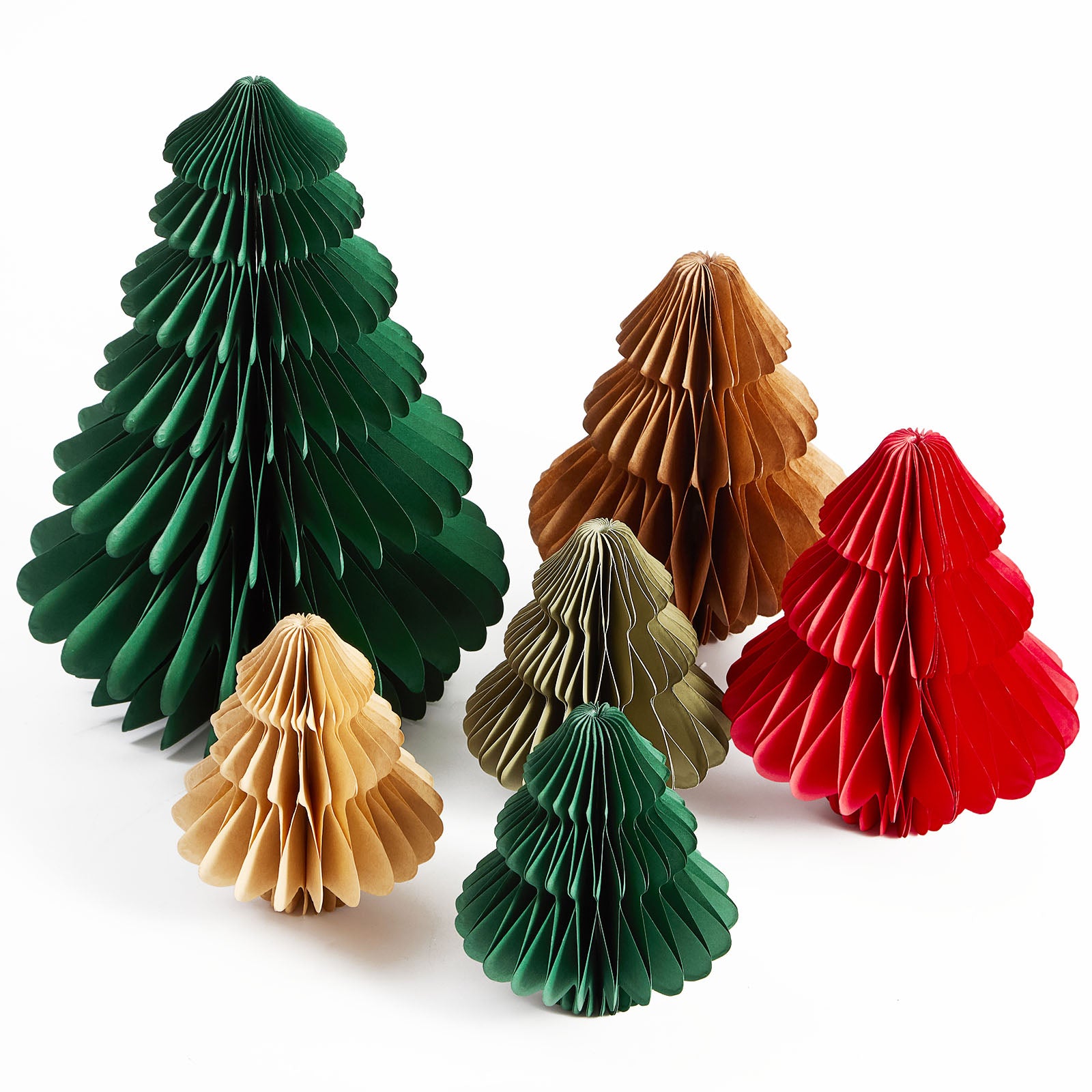 3D Honeycomb Paper Christmas Trees - 6 Pack
