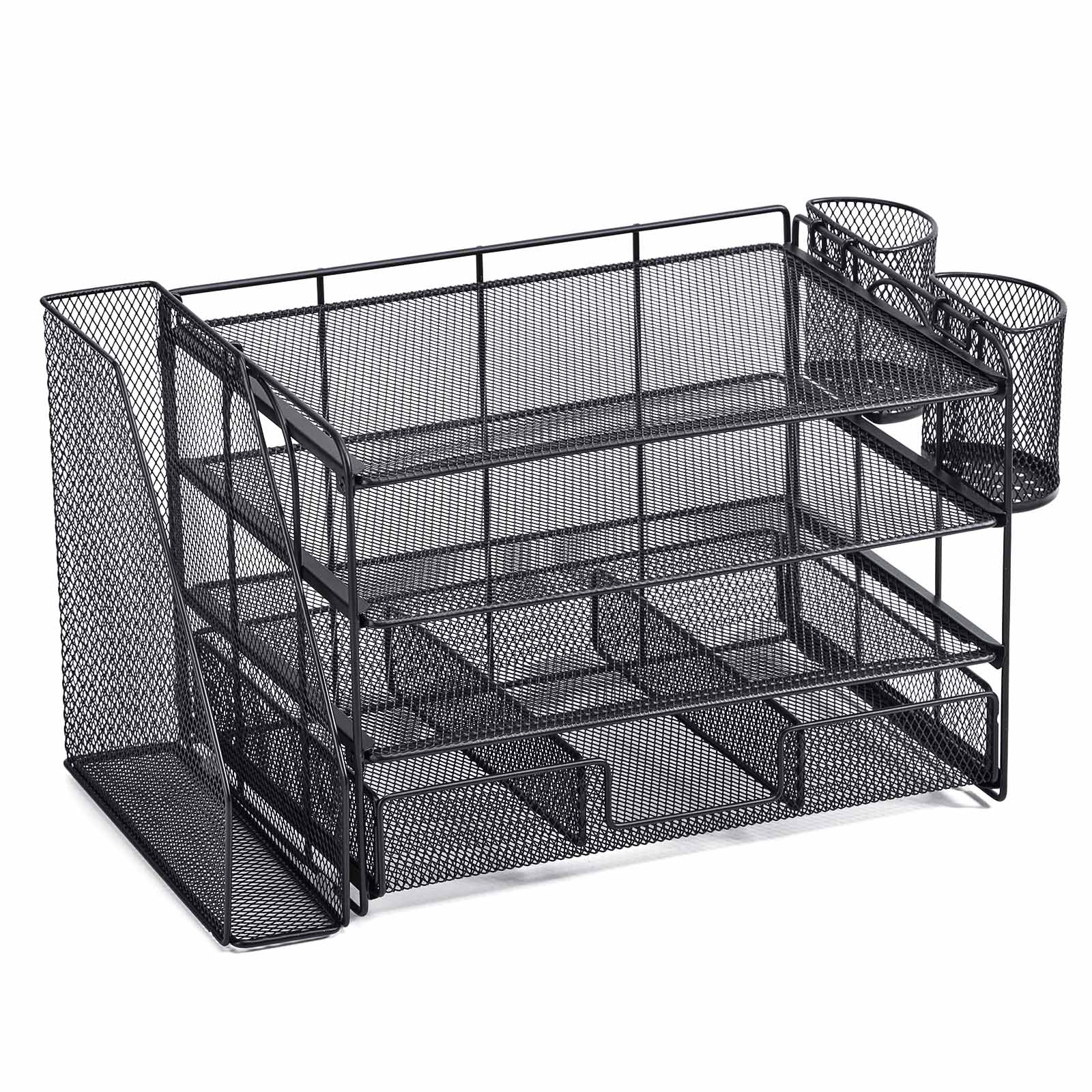 Chenshia 4-Tier Metal Desk Organiser Large Stationery & File Storage Rack