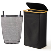 100L Collapsible Laundry Hamper with Lid & Removable Bag - Black