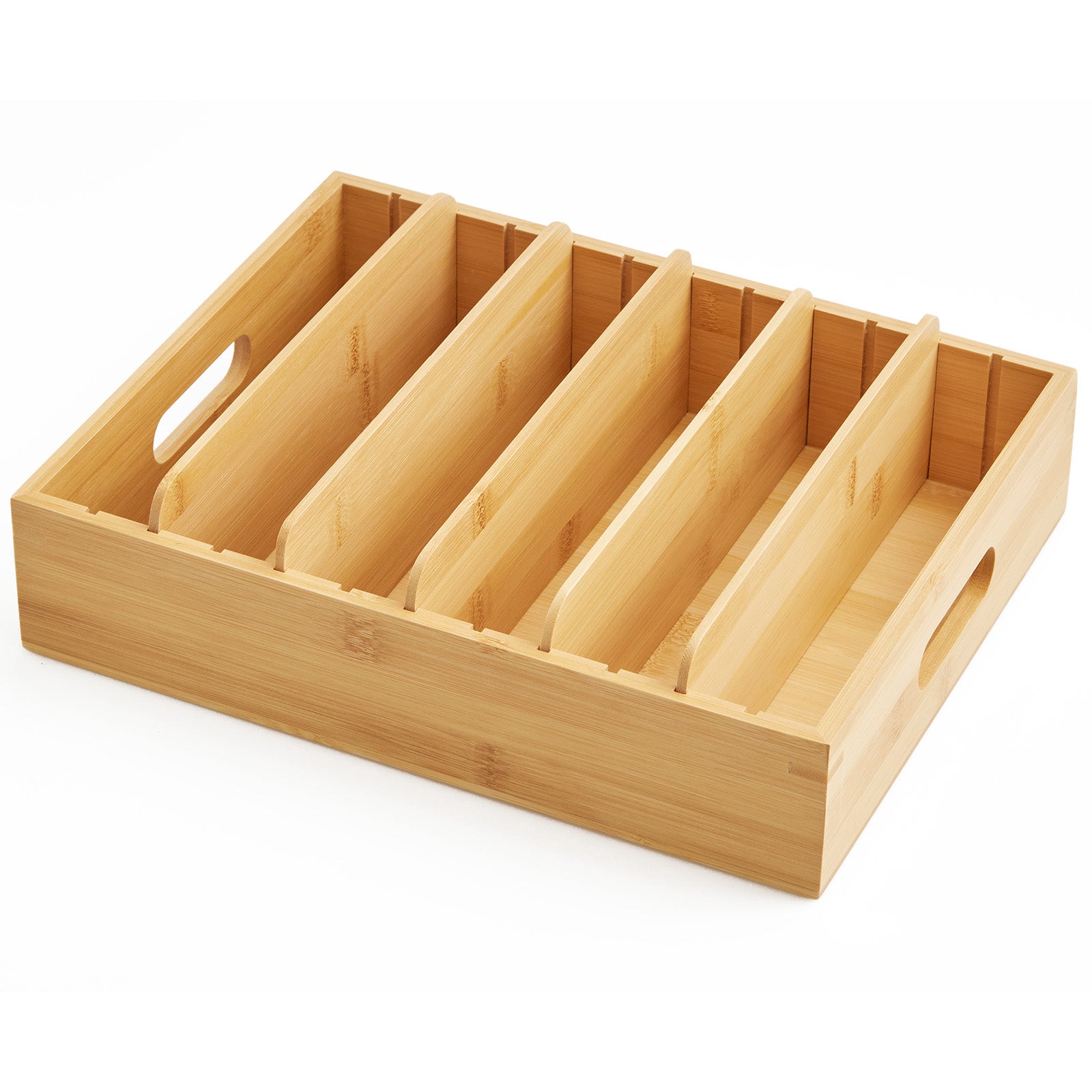 Bamboo Adjustable Cutlery Tray 5-Divider Drawer Storage Organizer