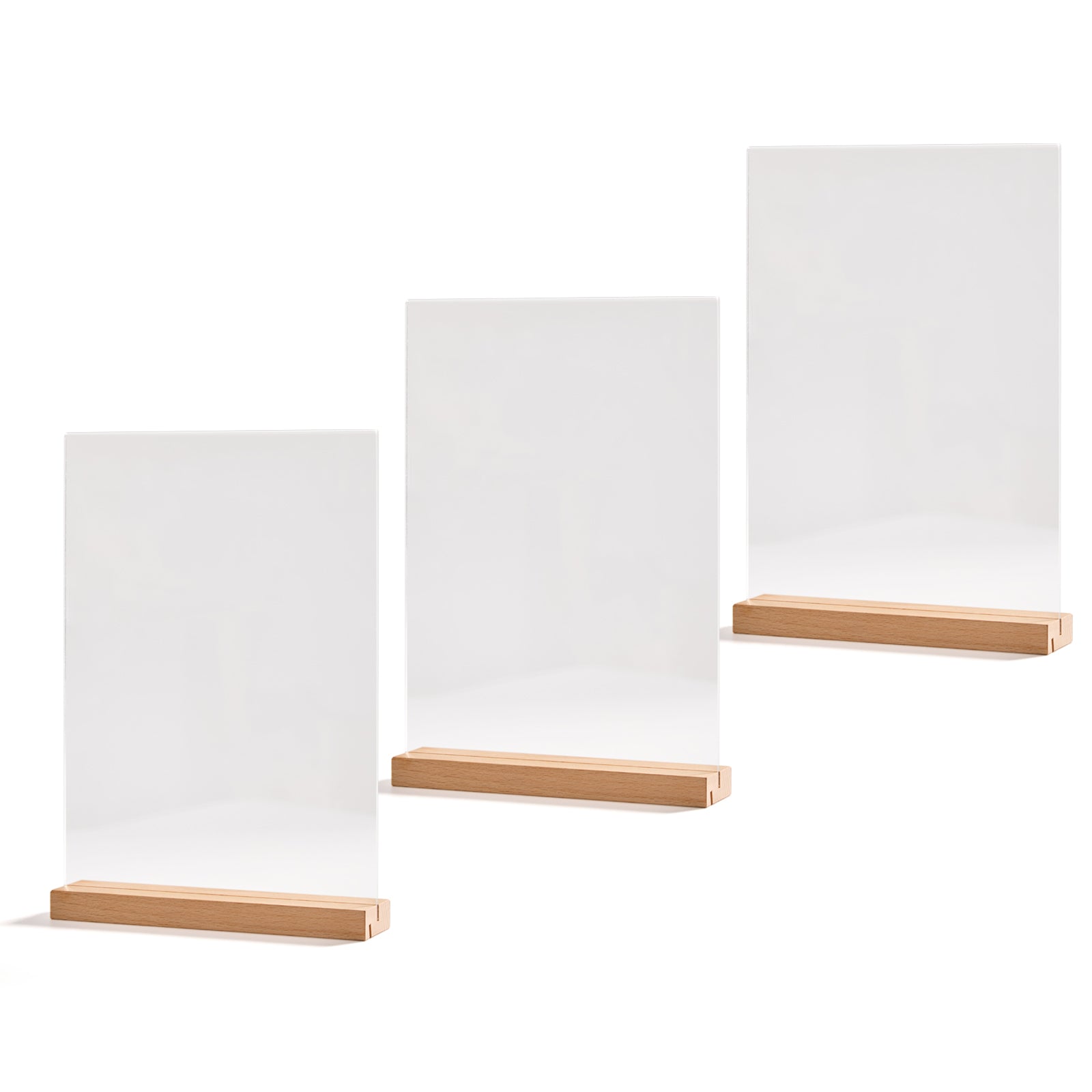 A4 Acrylic Sign Holder with Wood Base - 3-Pack