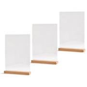 A4 Acrylic Sign Holder with Wood Base - 3-Pack
