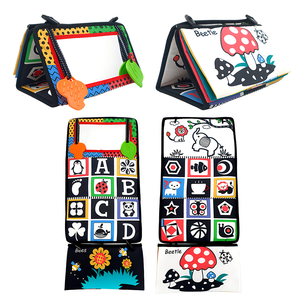Sensory Soft Cloth Book Tummy Time Interactive Mirror Learning Toy
