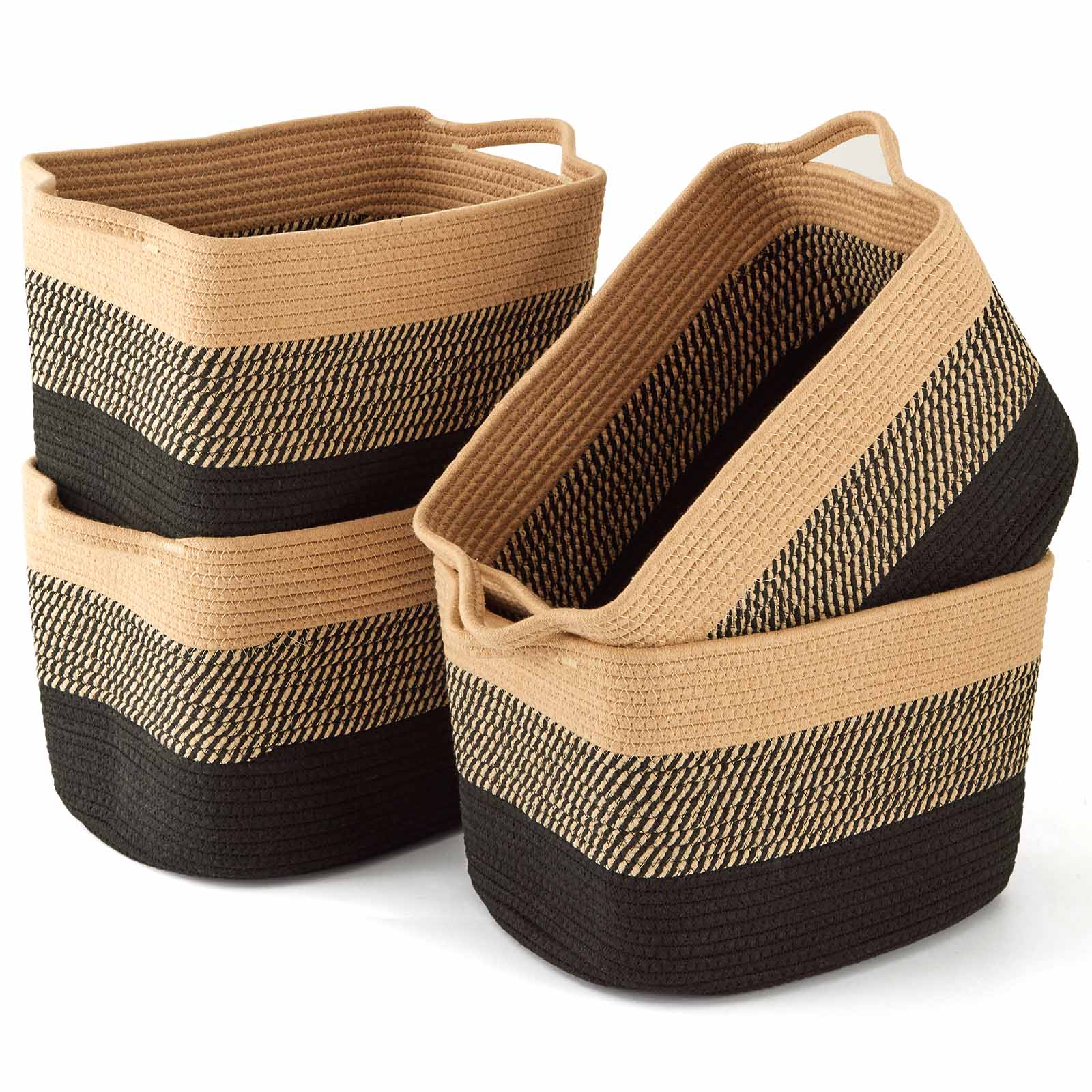 Chenshia 4Pc 19L Cotton Woven Storage Basket Cosmetic&Towel Organiser Bins