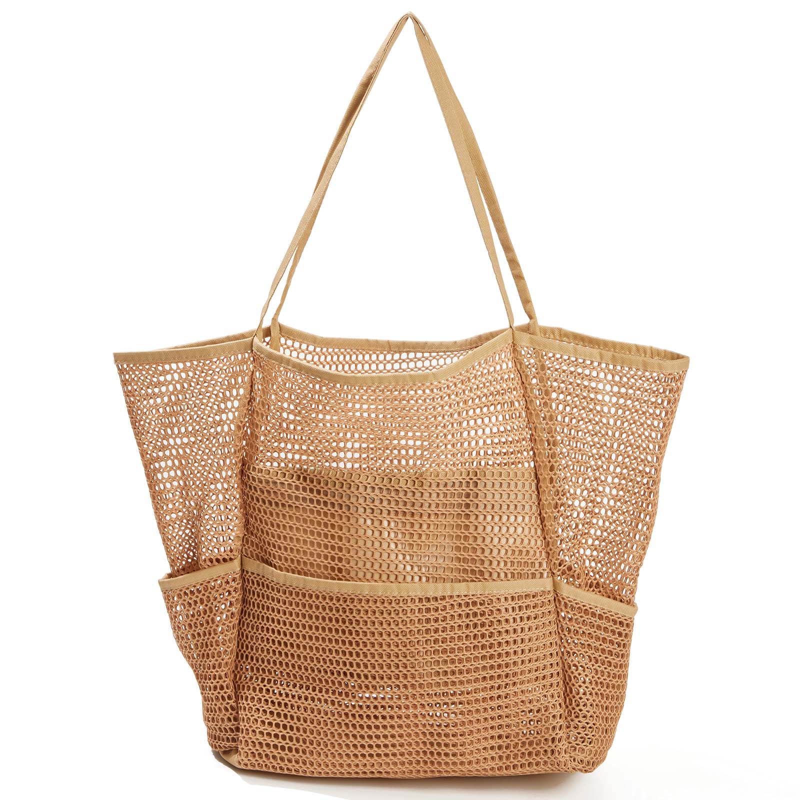 Mesh Beach Tote Bag - Brown