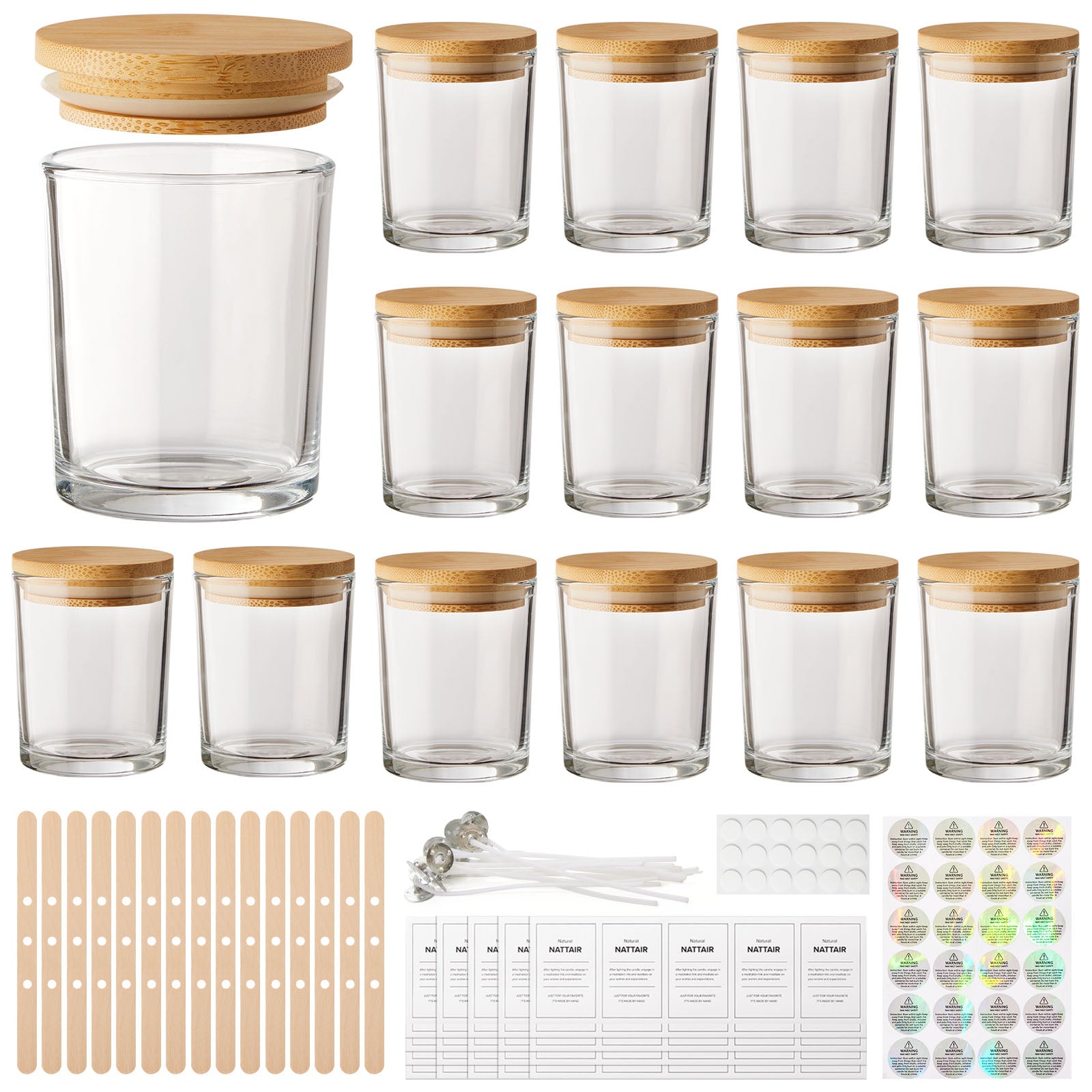 Glass Candle Jars - 15 Piece Set