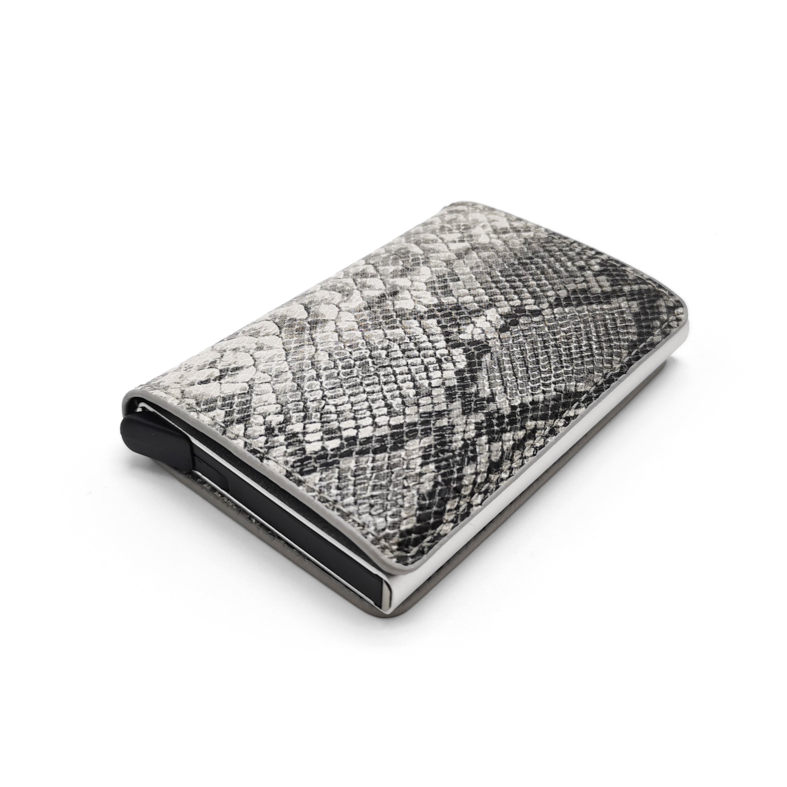 Premium Quality Pop Up Credit Card Holder Wallet RFID Blocking - Grey Python Skin