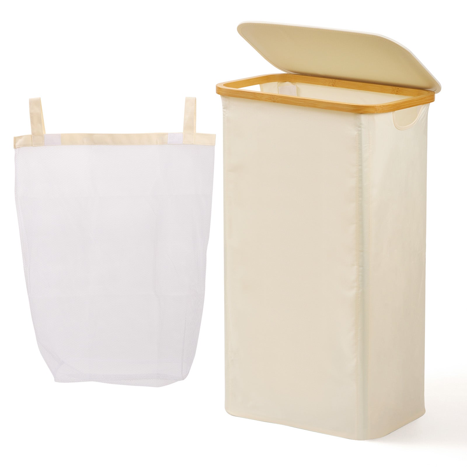 100L Collapsible Laundry Hamper with Lid & Removable Bag