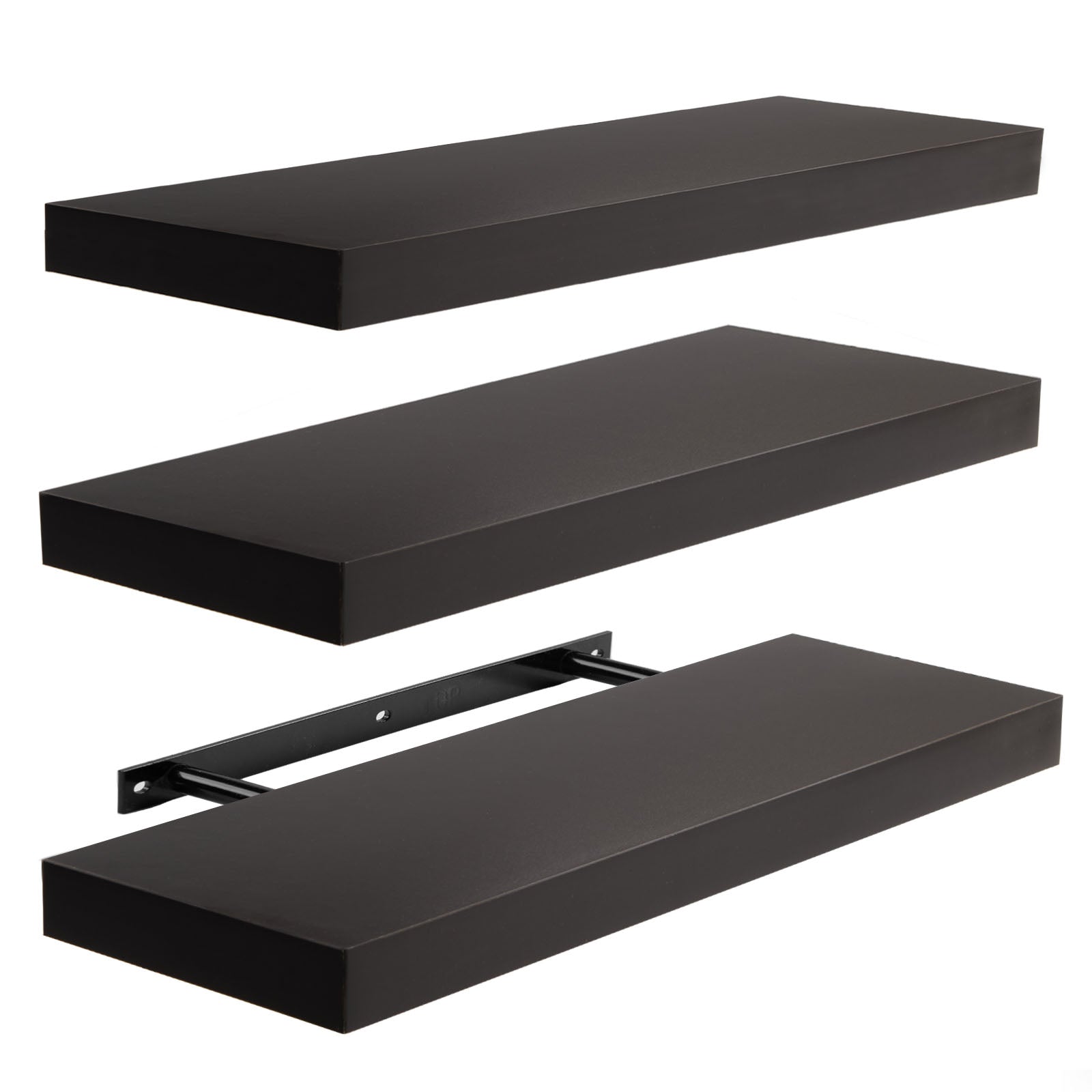 Black Home Office Floating Shelves - 3-Pack