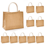 Jute Tote Bag Cotton Rope Handheld Picnic Travel Shopping Bag - 10Pcs