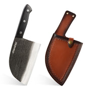 Hand-Forged Butcher Knife with Leather Sheath