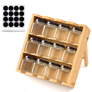 Chenshia 3 Tier Bamboo Spice Rack Shelf with 12 Glass Jars Storage & Labels