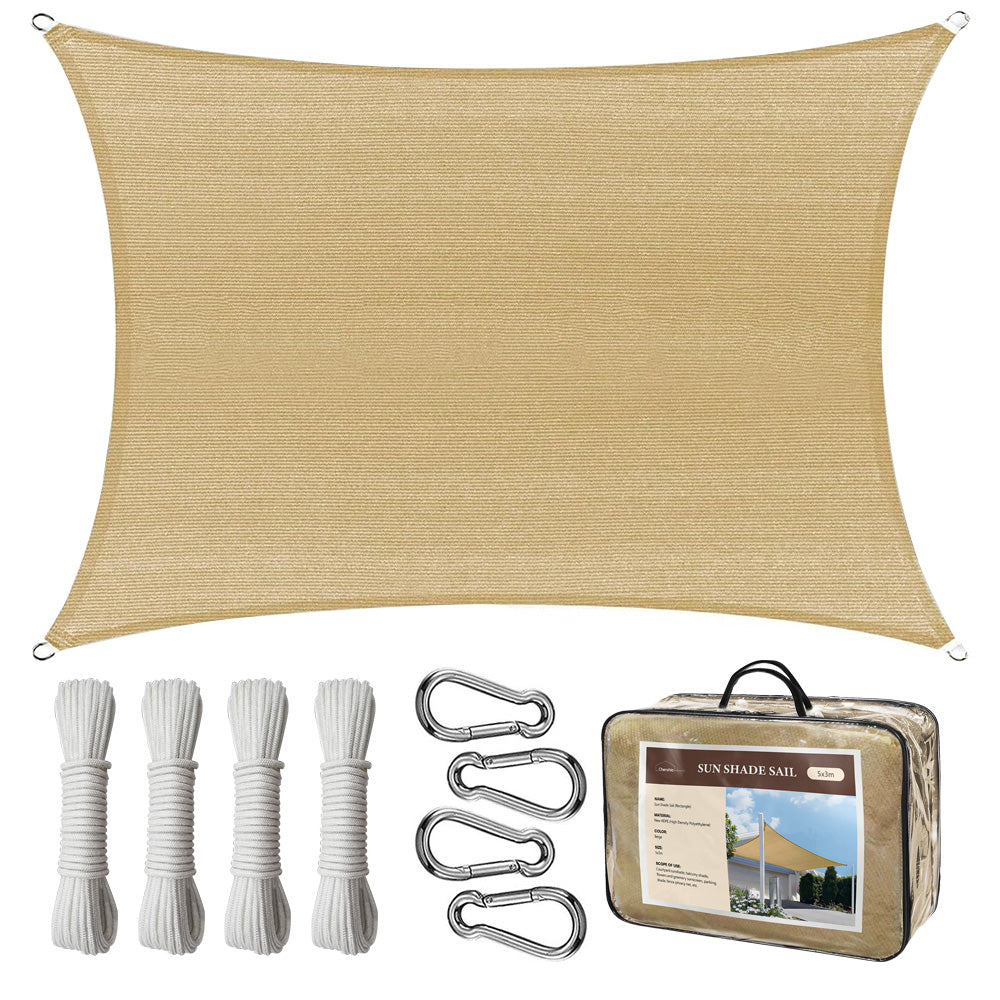 Sun Shade Sail UV Block - 5x3m Square