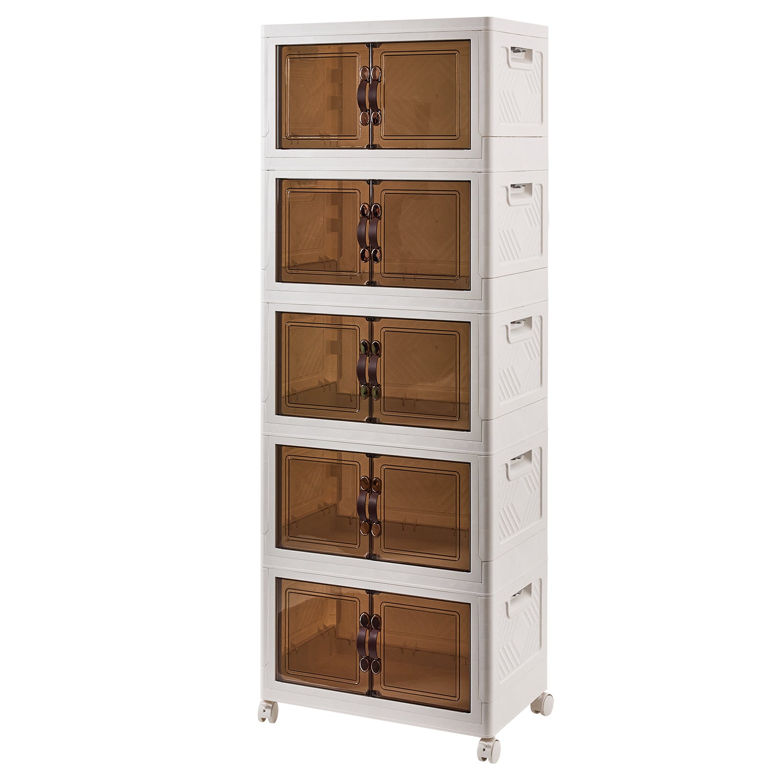 Chenshia 5-Tier Collapsible Storage Organizer Magnetic Doors Rolling Closet