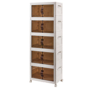 Chenshia 5-Tier Collapsible Storage Organizer Magnetic Doors Rolling Closet