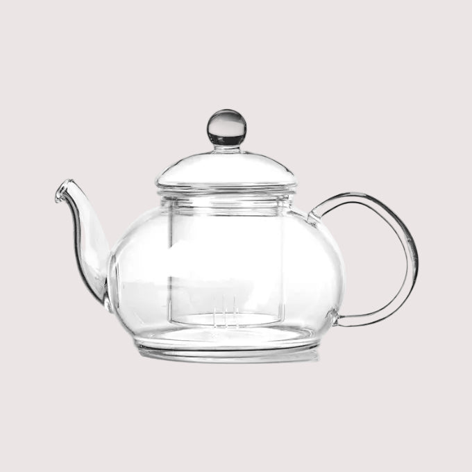 Chenshia Classy Glass Teapot Heat Resistant Floral Herbal Tea Kettle