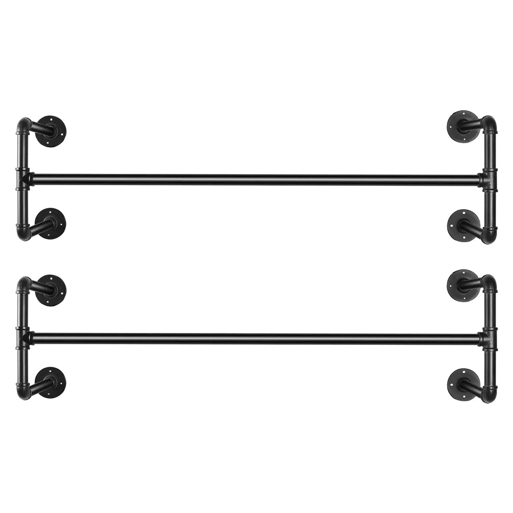 2-Pack Wall-Mount Industrial Pipe Clothes Rack