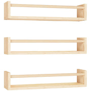 Solid Pine Wood Floating Shelves - 3-Pack