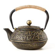 900ml Black & Gold Cast Iron Teapot