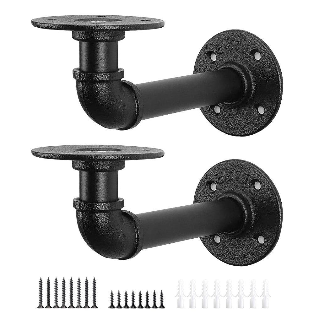 2PC Heavy Duty Wall-Mount L-Shaped Iron Brackets - 27Kg-Load