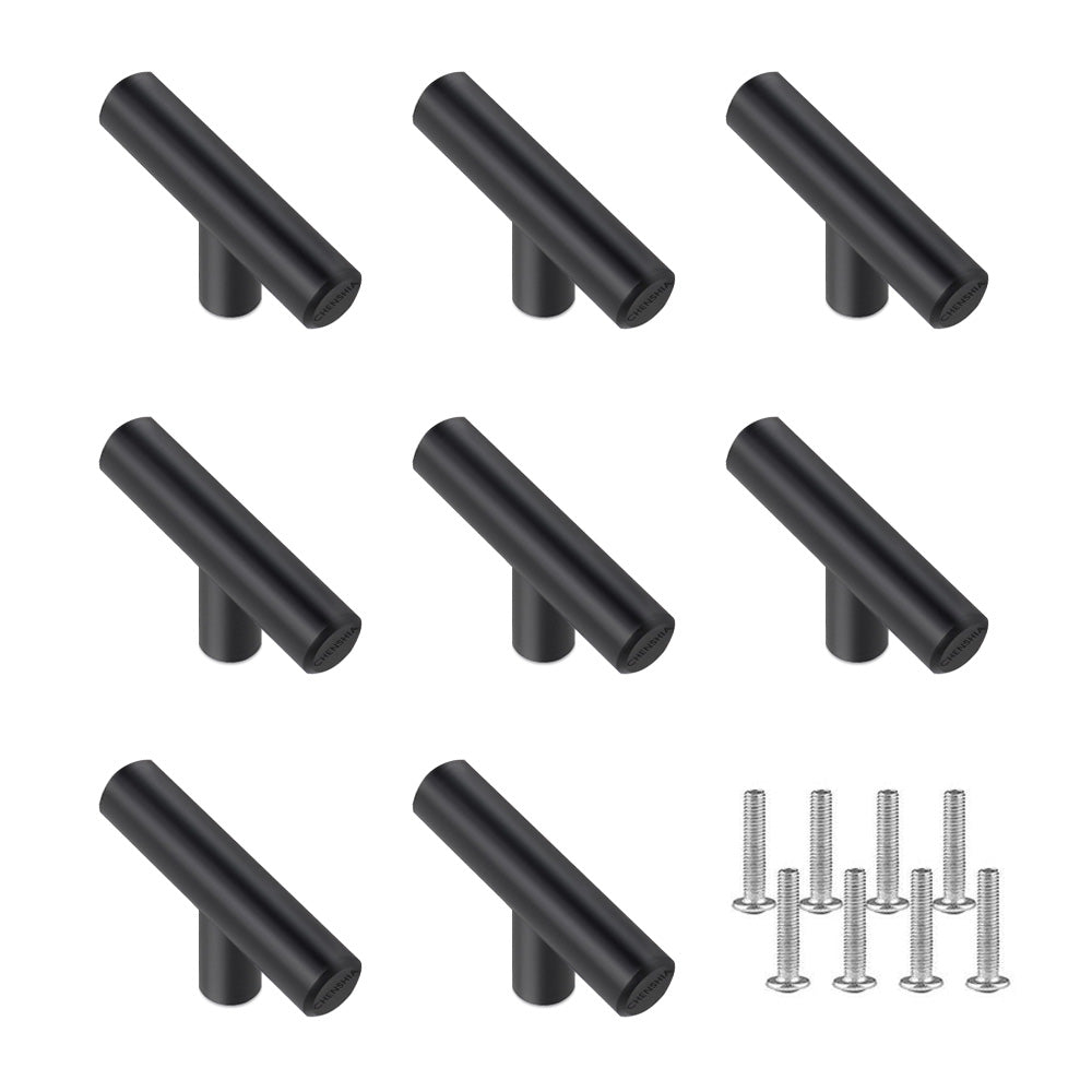 Stainless Steel Cabinet Handles Matte Black - 8 Pack