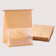 Chenshia 50pc Kraft Paper Bread Bags & Tin Ties Lock with Window